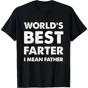 [100% Cotton] Father's Day Retro World's Best Farter Dad Joke T-Shirt Premium Cotton Apparel clothes Juneteenth Black Queen T-Shirt Dada Daddy Dad Bruh Funny T-Shirt streetwear gift  for  all