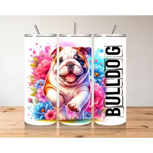 Bulldog Bliss Tumbler - Customizable Floral Fun Drinkware