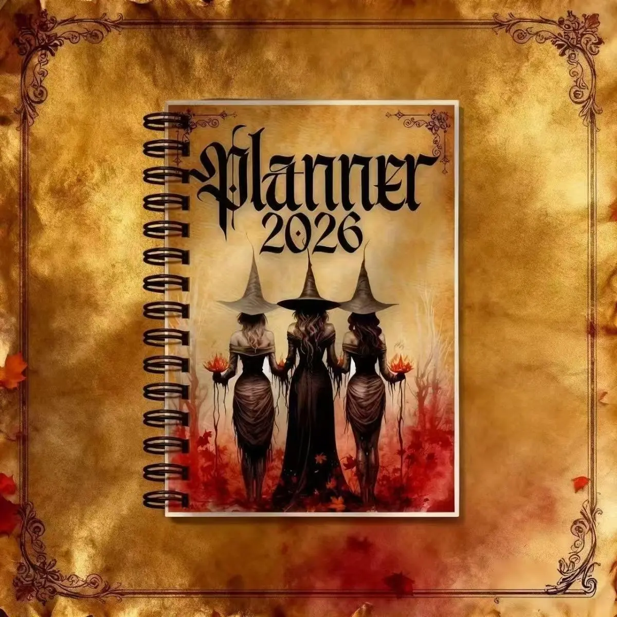 Mysterious Witch 2026 Planner, Vintage Aesthetic Spiral Bound Journal, Ideal for Goals, Schedule, Magic Enthusiasts