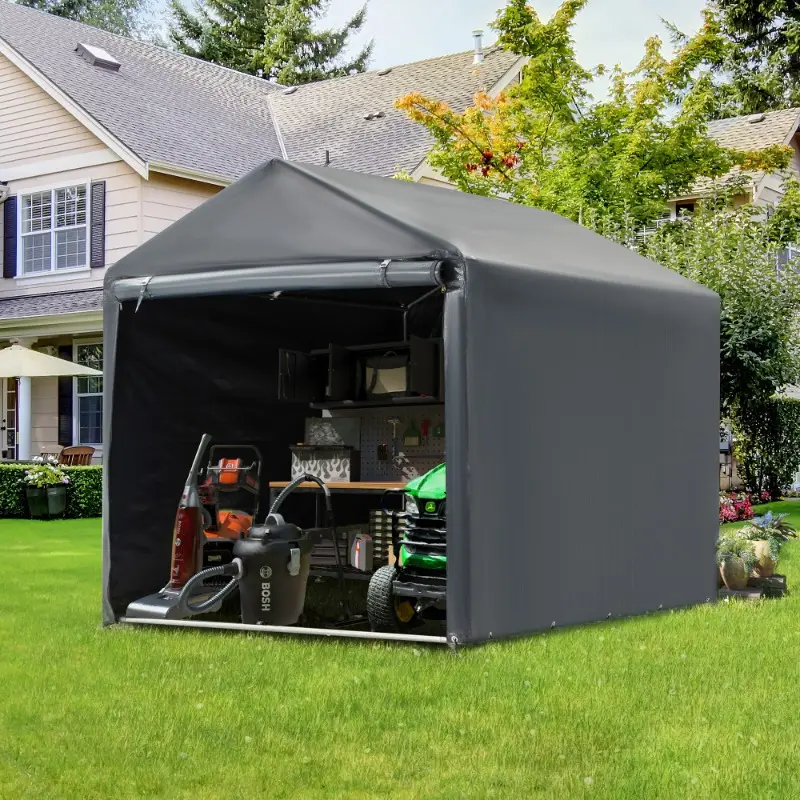 5 x 7.2 FT Outdoor Storage Shed, Portable Carport Canopy Shelter for Motorcycle, Bike, Garden Tools & Backyard Storage