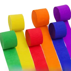 6 Rolls 492ft Rainbow Crepe Paper Streamers, 6 Colors Pack of Paper Party Streamers for Colorful Party Decorations, Birthday Decorations, Wedding Decorations, Party Supplies (1.8 Inch x 82 Ft/Roll) Set