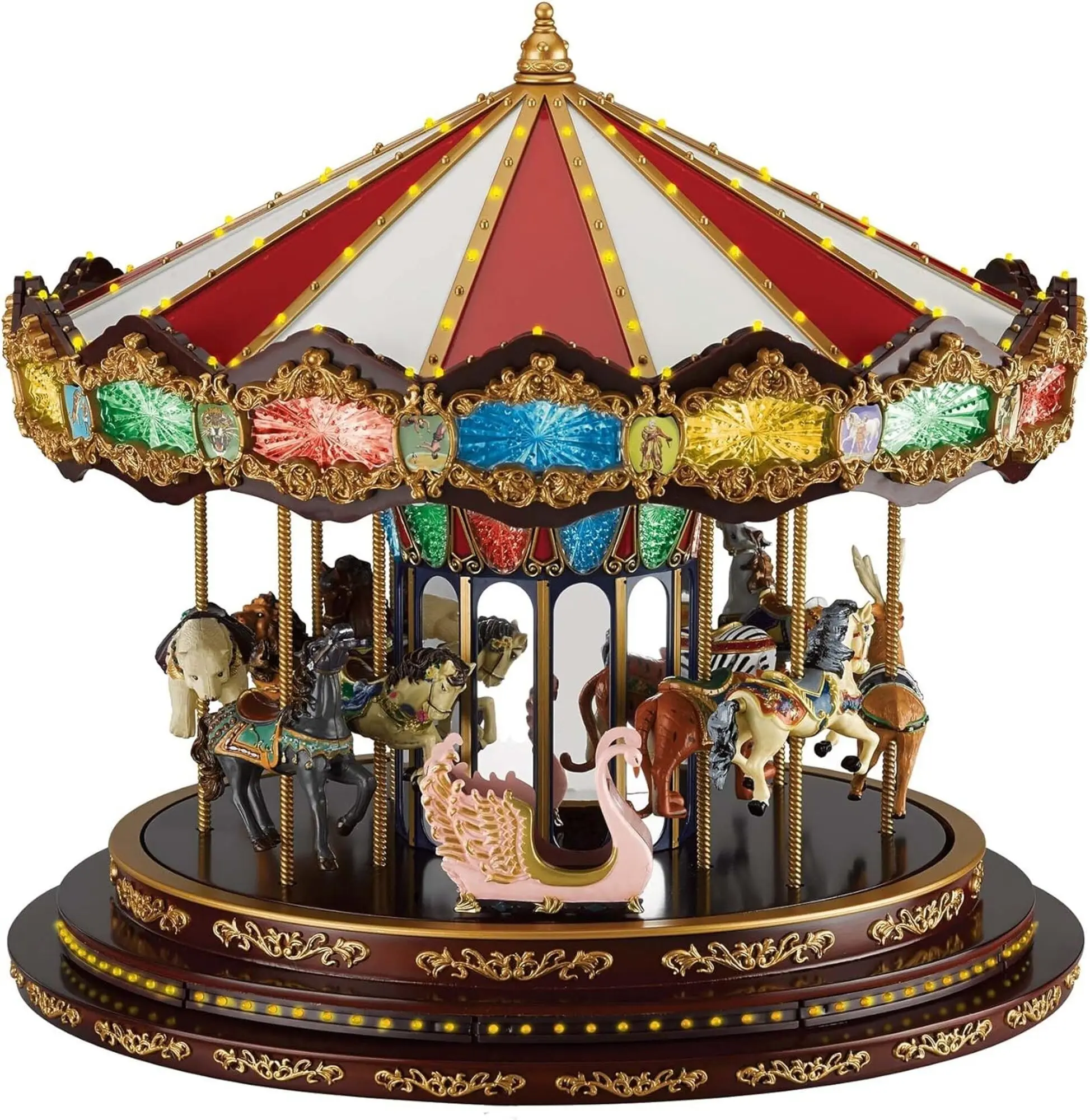 Mr. Christmas Marquee Deluxe Carousel 15" LED Musical Plays 40 Songs, 49355