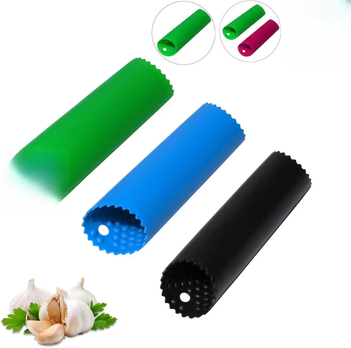 Premium Silicone Garlic Peeler Roller Keeper - Easy Quick Peeling Tool with Internal Wave Point Design for All Garlic Sizes