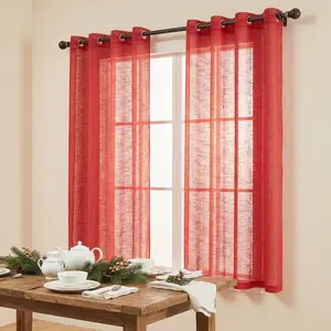 Summer Vibes, 52x63 Inch 2pcs Sheer Curtains for Living Room Bedroom Kitchen Linen Sheer Curtains, Grommet Luxury Black Out Curtains for Windows Apartment L12