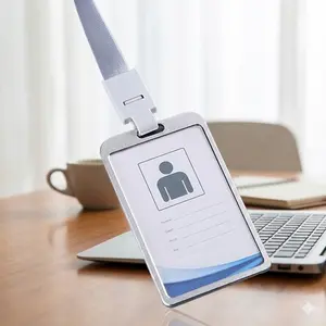 Vertical Alloy ID Card Holder Set: Anti-Bend Sweatproof Business Badge, Conference Lanyard Kit, School Campus Access Card Organizer, Multi-Functional Durable Card Wallet for Work IDs, Student Cards, and Event Badges