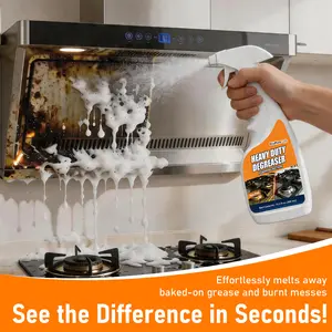 EcoPure Lab Heavy Duty Degreaser – Powerful Kitchen Degreaser Spray, Grease Remover for Stove, Oven, Range Hood & Grill – Removes Tough Oil, Burnt Grease & Stains Fast – No Residue, Non-Toxic Enzyme Cleaner