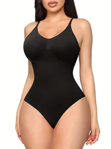 Women's Solid Backless Adjustable Strap Shapewear Bodysuit, High Stretch Seamless Shapewear, Lady Underwear Halloween dailydrip comfyessentials  tiktokshopbacktoschool