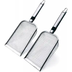 2pcs Gardening Soil Sifter with Stainless Steel Handle Sand Soil Compost Sifter 0.15/0.2 Inch Mesh Screen for Sand,Dirt, Rock,Compost,Filtration