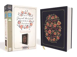 Women's NIV Journal the Word Bible - English, Boarded Hard Cover, Navy Cloth Over Board, Red Letter Comfort Print, 500+ Prompts for Journaling, Reflection & Artistic Expression