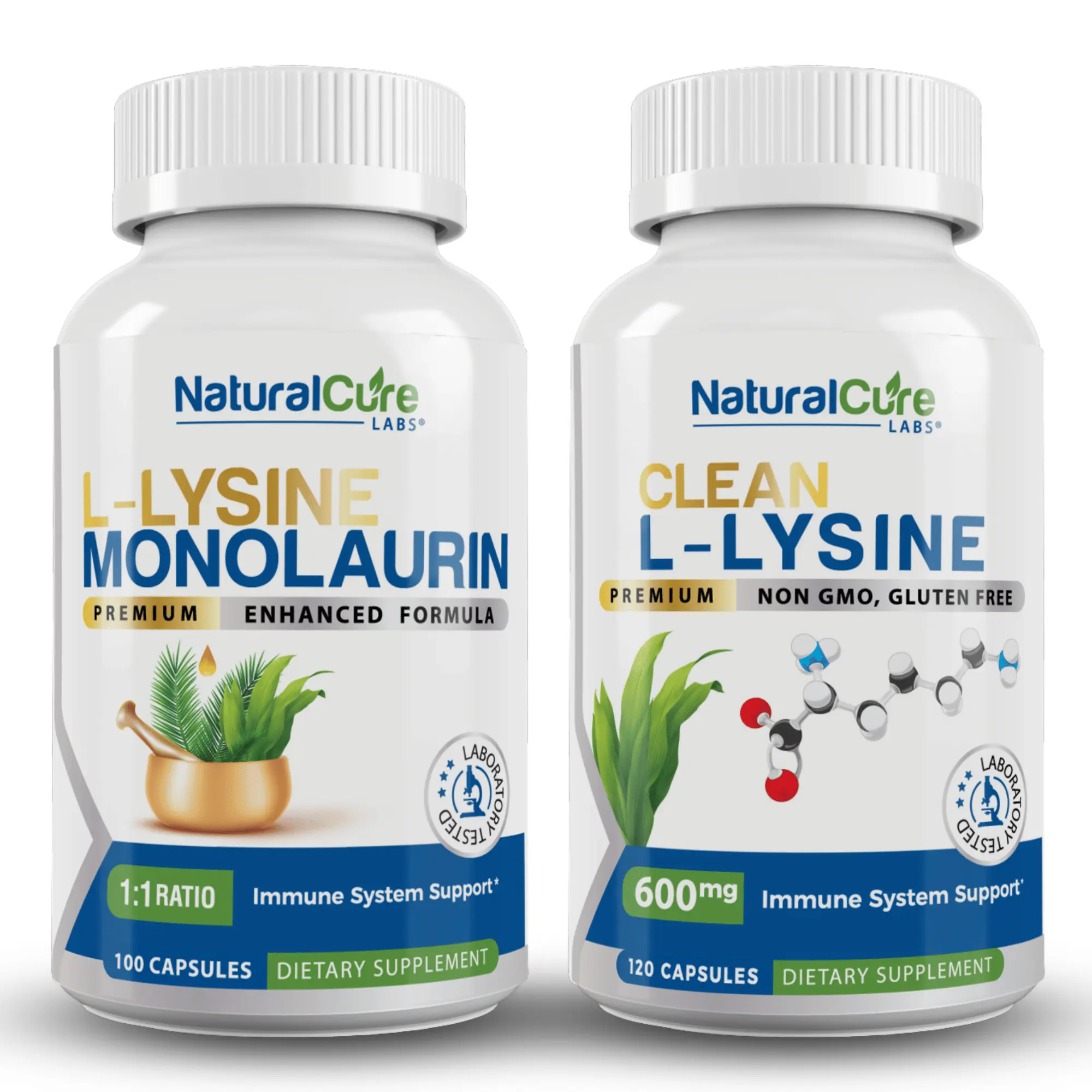 L-Lysine with Monolaurin & Clean L-Lysine – #1 Customer-Favorite Combo for Immune Support