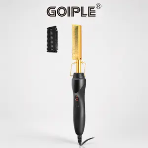 Goiple Electric Hot Comb & Wig Install Kit, Titanium Pressing Comb for Lace Front Wigs, Smooth Straightening for Black Women