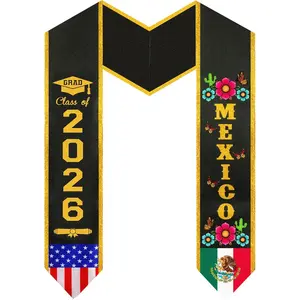 Mexican Graduation American Stole Class of 2026 Graduation Sash -Double Sided 2026 Graduation Mexican Stole American Flag Sash- Estolas Para Graduación 2026 for Men Women