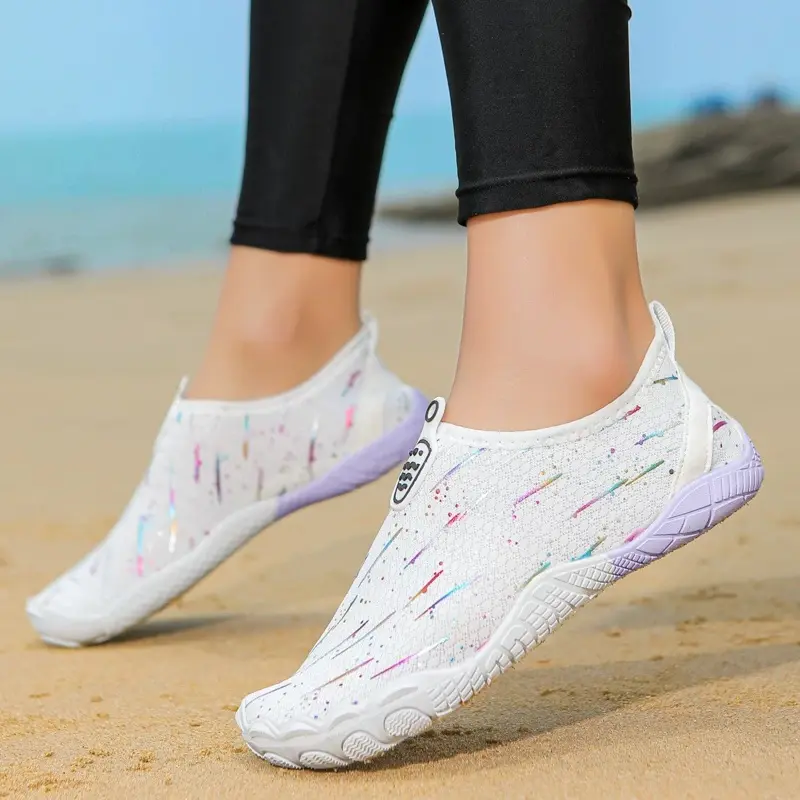 Slip-On Walking Shoes for Seniors, Lightweight Cushioned Barefoot Style Sneakers with Wide Toe Box, Breathable Mesh Non-Slip Footwear for Elderly Men & Women, Foot Pressure & Plantar Fasciitis Relief