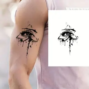 Herbal Tattoo Stickers 4pcs - 10 Seconds Application Lasts 7+ Days Natural Formula Eye Design Temporary Tattoos for Stylish Looks temporary tattoo sticker