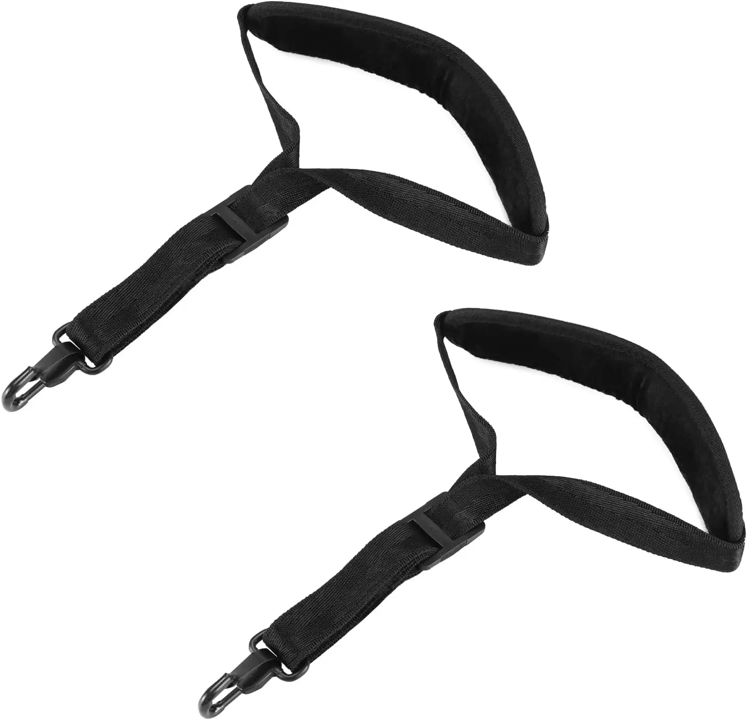 2 Pack Adjustable Soft Leather Padded Saxophone  Strap for Alto Tenor Baritone Soprano with Rubber-Covered Metal Hook  for Saxophones, Oboe, English Horn, Bassoon, Clarinet