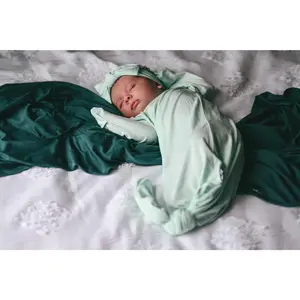 BAMBOO KNOTTED GOWN- HoneyDew, Soft Bamboo Newborn Baby Knot Gown