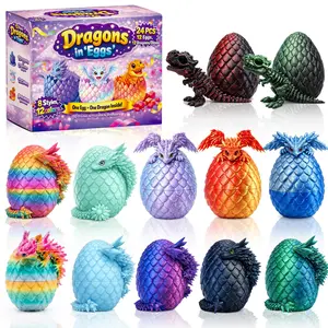 12Pack 3D Printed Dragon Eggs—Desktop Ornaments, Home Decor, Tabletop Figurines Small Decorative Items Holiday Decorations Unique Party Gifts (Multiple Colors) Perfect Gifts for Boys and Girls