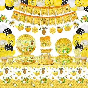 226 pc Bee Party Decorations Bee Day Plate Set Gender Reveal Party Supplies Baby Shower Tableware Set Birthday Decor