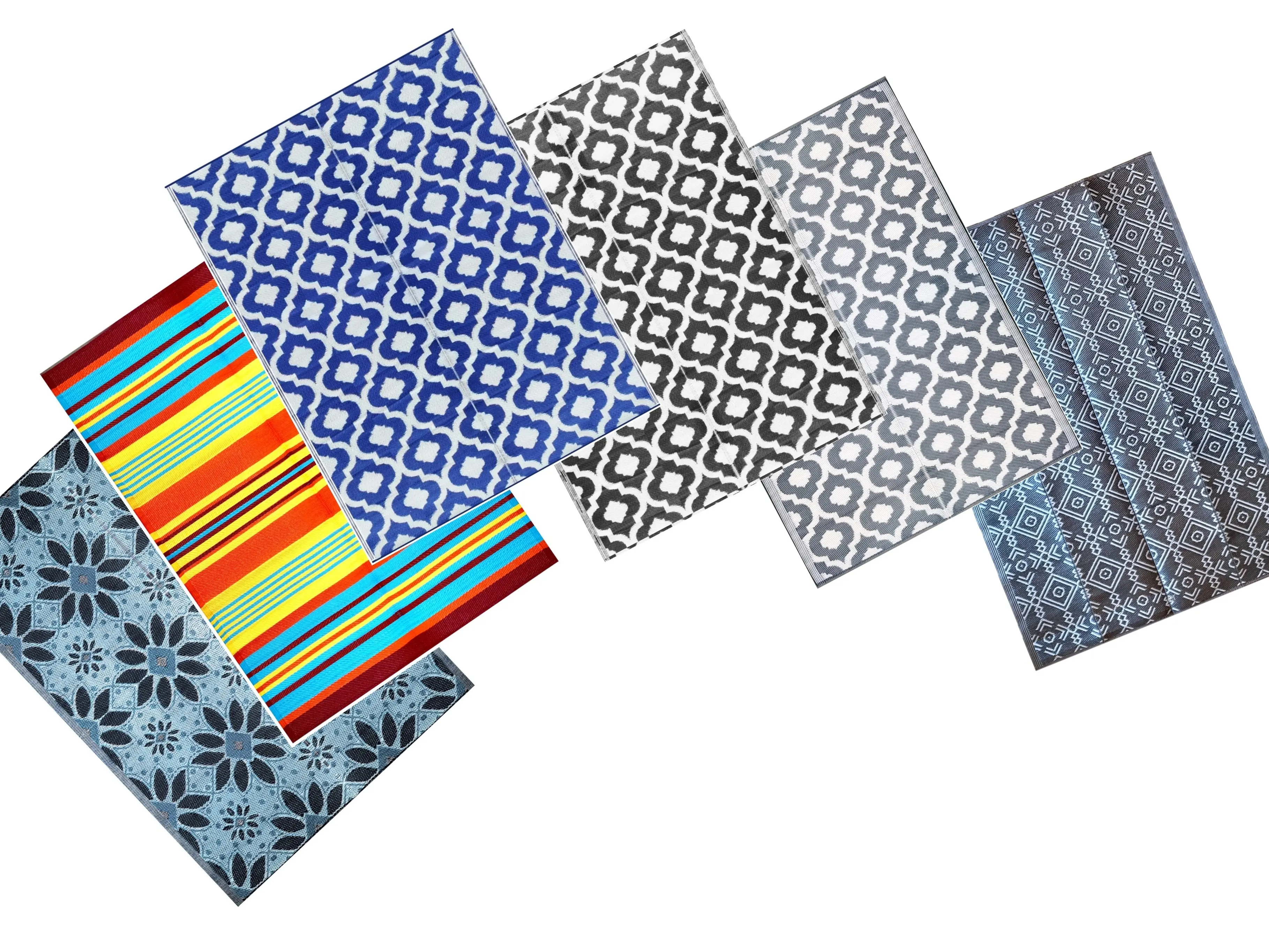 B-USA 2 PK 5 ft x 7 ft Outdoor plastic rug patio mat rv camper waterproof reversible picnic balcony