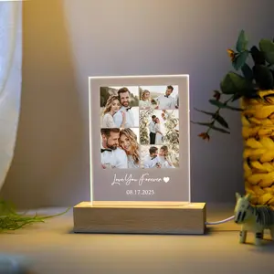 Personalized Photo Collage Night Light, Custom LED Night Lamp for Couple, Anniversary Gift, Birthday Gift for Friend, Wedding Christmas Gift