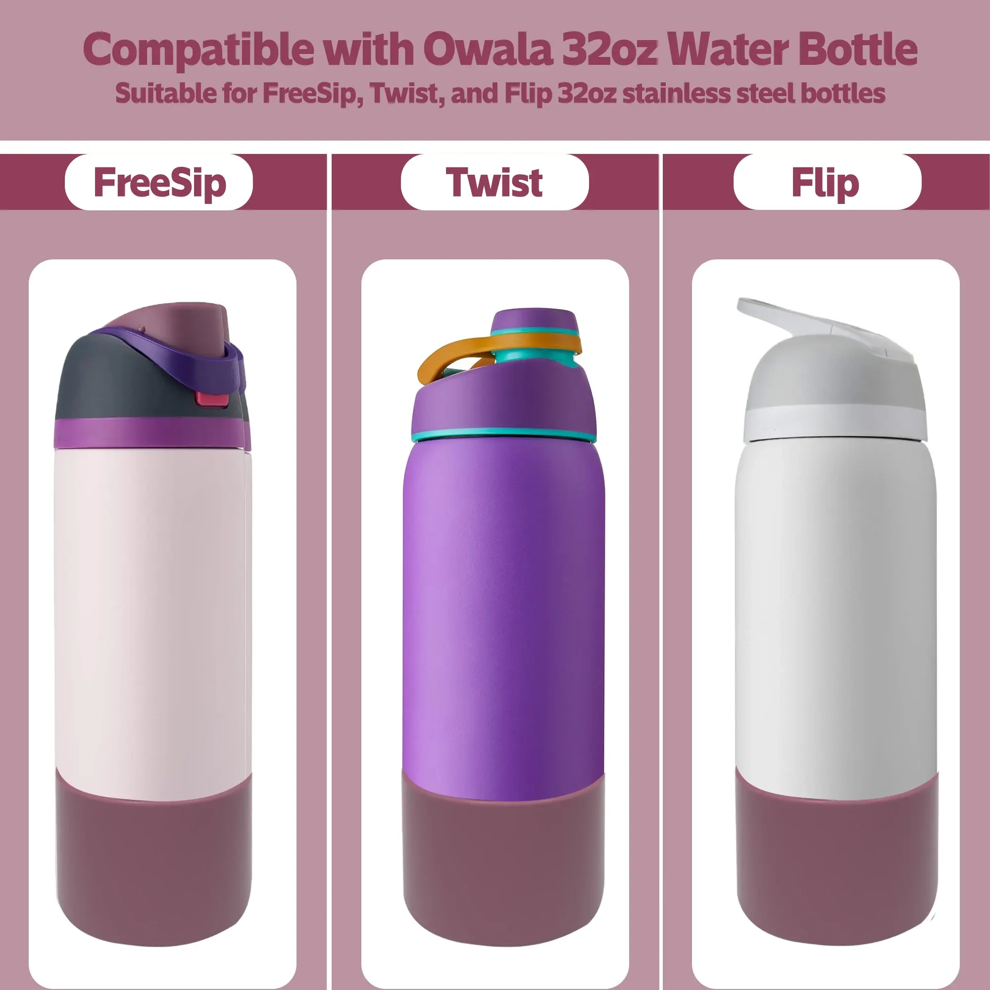 Silicone Water Bottle Boot Anti-Slip for Owala 24Oz 32Oz 40Oz Protective Sleeve Bottom Protector Quencher Adventure NONE Silicone Water Bottle Boot Anti-Slip for Owala 24Oz 32Oz 40Oz Protective Sleeve Bottom Protector Quencher Adventure NONE