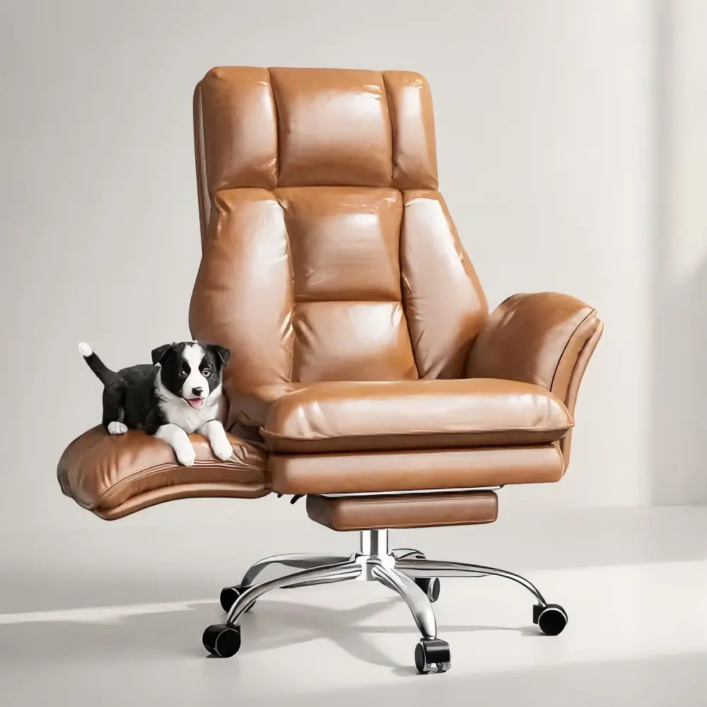 reclining desk chair with footrest,swivel executive chair,comfy plush computer chair,home office vanity chair,high back rolling chair