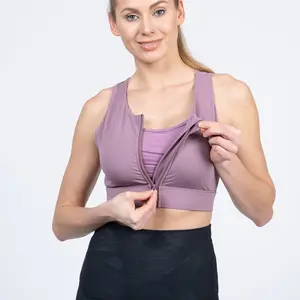 High Neck High Support Nursing & Hands-Free Pumping Sports Bra (Lavender Smoke)