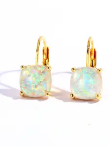 Fashionable square imitation Opal earrings for women & girls, geometric stackable design, wedding jewelry, birthday gifts