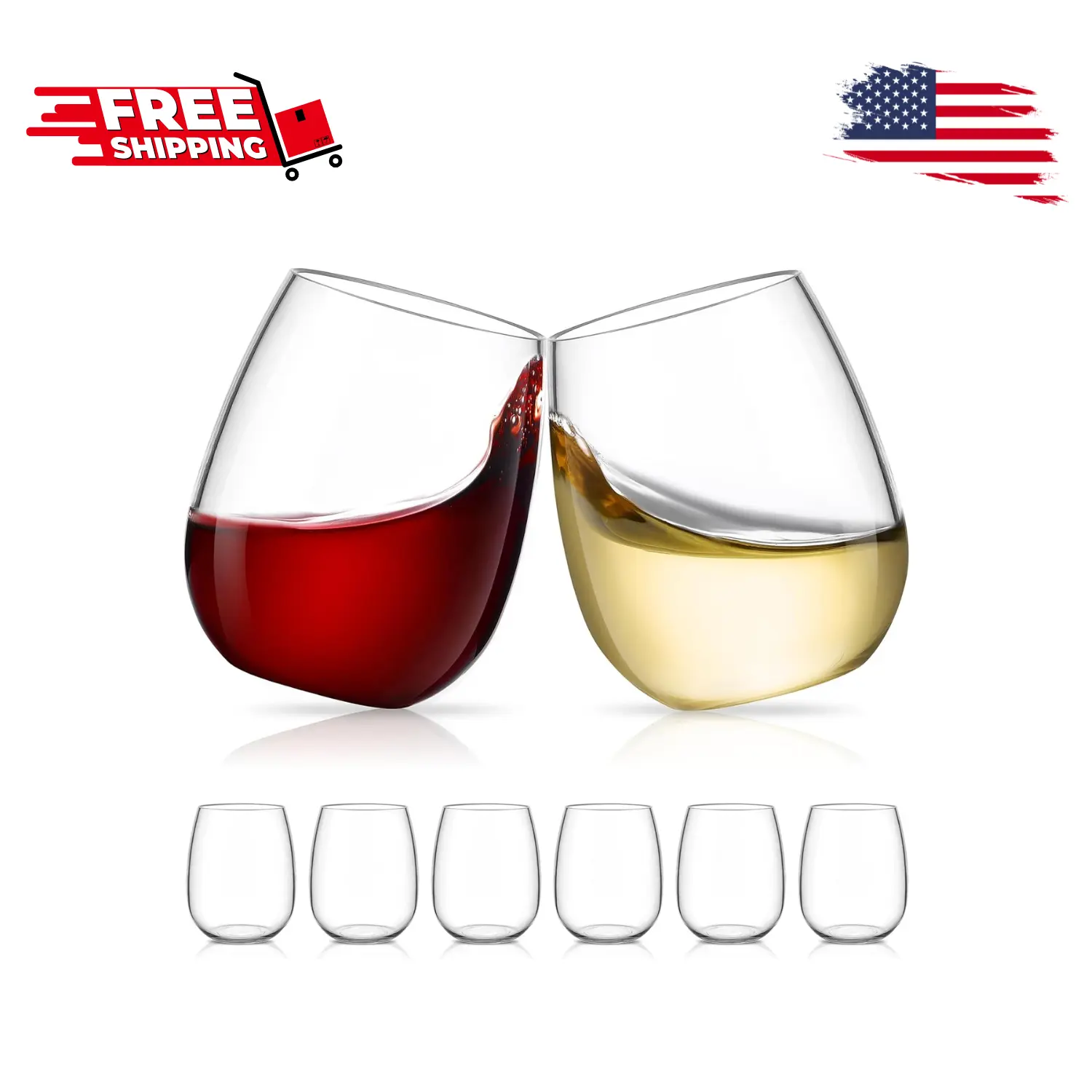 Unbreakable Reusable Tritan Wine Glasses Set of 6, 18 oz, BPA Free