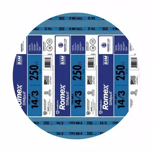 Southwire 63946955 Non-Metallic Building Cable - 250 ft., 14 Gauge, 3 Conductors, Blue, Grounded, Dry, 600V, Heat Resistant, Indoor