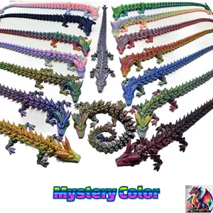 13" "Surprise Me" Rainbow 3D Printed Articulated Desk Fidget Crystal Dragon with Matching Egg Perfect Gift for Men or Women- Durable PLA Plastic, Sensory Sensation Chrome, Pastel