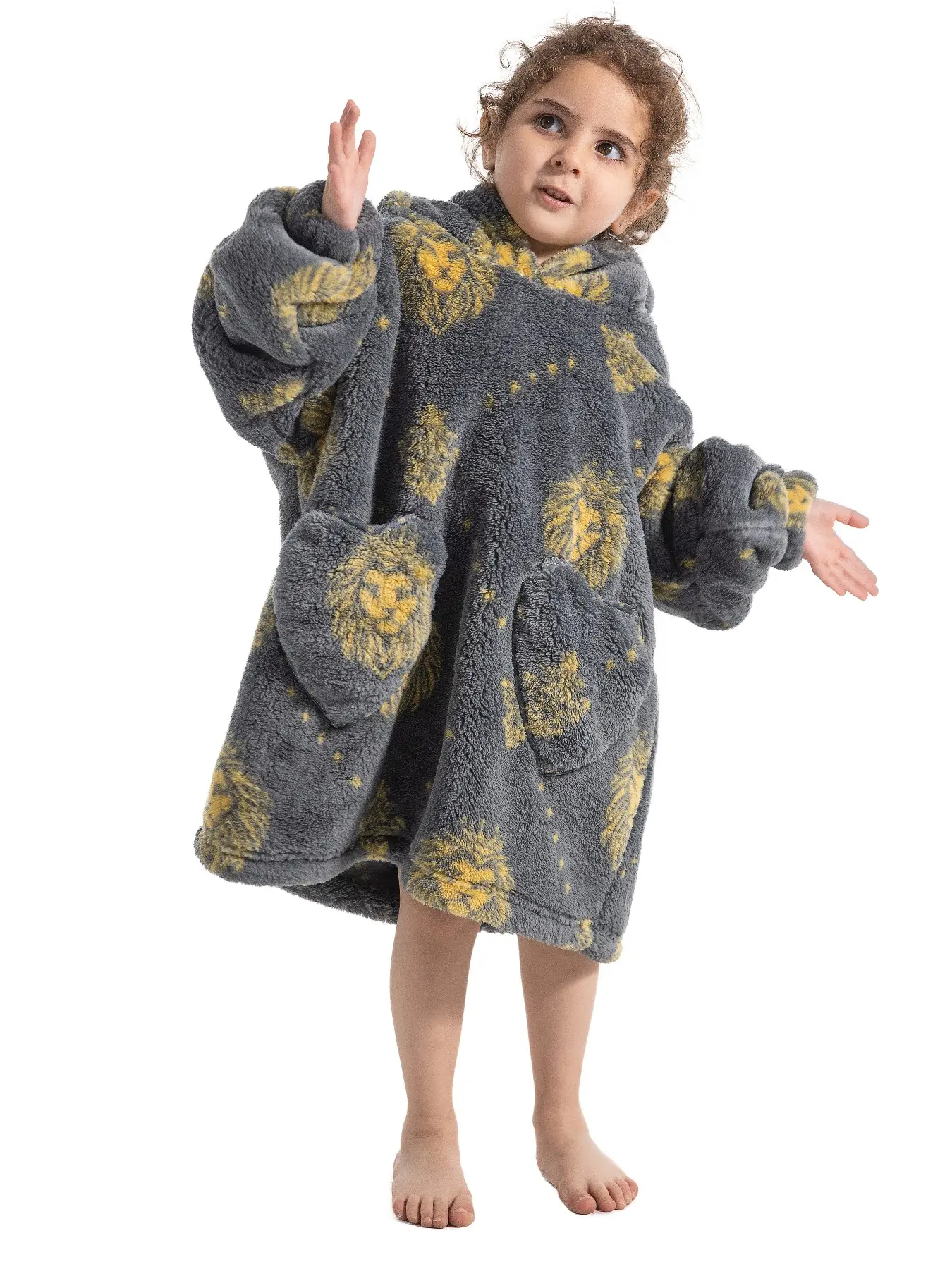 Adorable Pizza Print Series Super Compact Wearable Blanket Chest Long Casual Elegant Home Style, Thick Warm Winter Robe TV Blanket Cozy Hooded Blanket