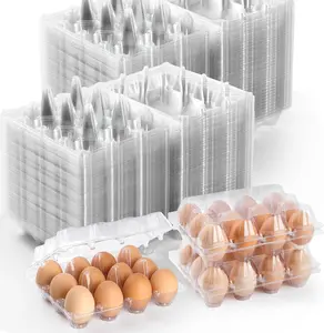 100 Pack Plastic Egg Cartons  Bulk,1 Dozen Clear Empty Egg Cartons for Chicken Eggs 3x4 Grids, Egg Carton for Family, Chicken Farm, Markets Display