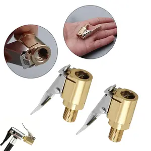 Tire Air Chuck with Clip Adapter, Brass Locking Tire Inflator Nozzle Adapter Connect, No Leakage Tire Chucks for Vehicle Inflator Compressor Pump Connect Accessories Tool 8mm