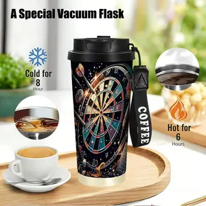 1 18 oz Stainless Steel Dart Pattern Double Vacuum Thermos Mug - Hot and Cold Drinking Mug, Perfect for Birthdays, Valentine's Day, Graduation, Camping - Home/Office/Travel Coffee Mug - Compatible with Dart Labels, Outdoor Beverage Container,