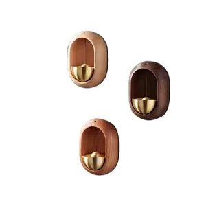 Melodious Brass Solid Wood Vintage Oval Dopamine Doorbell (1PC) with Magnetic Adhesive, Decorative Door Hanger for Home Entrance Reminder, Ideal Festive Gift for Christmas Housewarming
