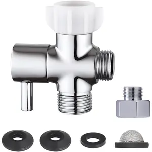 Bidet T Adapter with Shut off Valve,Metal T Valve for Bidet 7/8" X 7/8" X 1/2"or 3/8",Tee Connector Bidet Attachment for Toilet