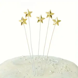 30pcs Set of Golden & Silvery 3D Mini Star Cake Toppers - Perfect for Birthday Celebrations, Party Decorations & Baking Accessories