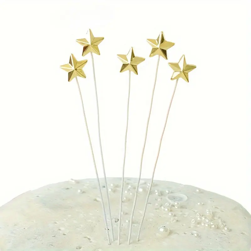 30pcs Set of Golden & Silvery 3D Mini Star Cake Toppers - Perfect for Birthday Celebrations, Party Decorations & Baking Accessories