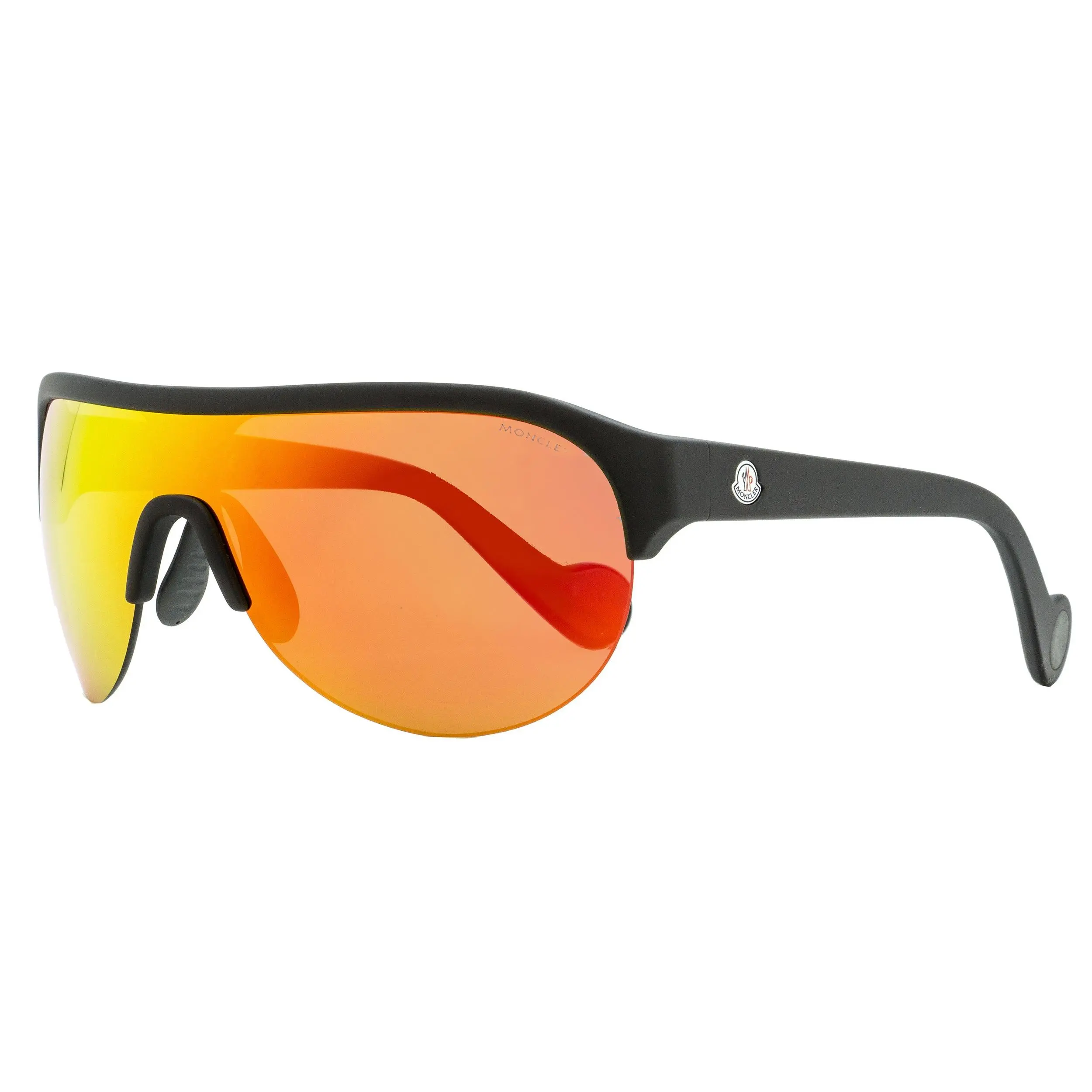 MONCLER ML0049 02C Men's Oversized Shield Sunglasses - Semi-Rimless Matte Black Frame, Extra Interchangeable Lens, Anti-UV Polarized Functional Fashion Eyewear, Anti-Uv Polarized Men's Sunglasses