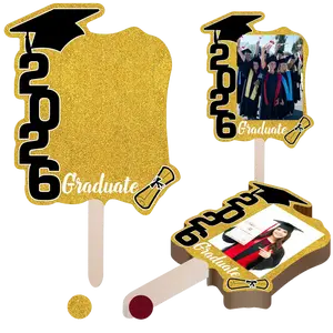 2026 Graduation Photo Frame Handheld Fan Sign, Graduation Party Photo Booth Prop