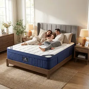 【Sleek Series】16 inch Queen Size Mattress in a Box, Medium firm Pocket Spring and Gel Memory Foam for Superior Comfort,Strong Edge Support Hybrid Pocket Coil Weightless Cooling Mattress with support Gel Memory certi pur Foam Mattress colcho para cama