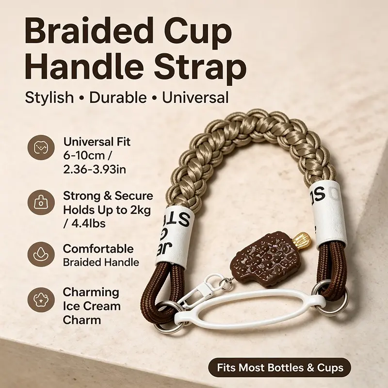Reusable Cup Handle Strap for Stanley 20/30/40oz For Owala Accessory, Cute Tumbler Carrier Charm, Fits 6-10cm Water Bottles, Portable Outdoor Cup Accessory for Women Men