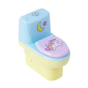 Cartoon Student Pencil Sharpener Animal Series Toilet-Shaped with Eraser Creative Stationery Gift  Unicorn Design