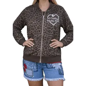 A Cowboy Has My Heart Black Leopard Jacket