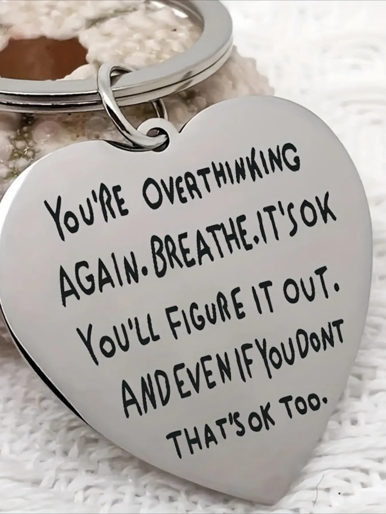 Mental health awareness, supporting psychological publicity, love-themed carved keychains, inspirational quotes, Stainless steel keychain, the gift for colleagues, friends, and family - a choice for birthdays, festivals, Keychain Jewelry