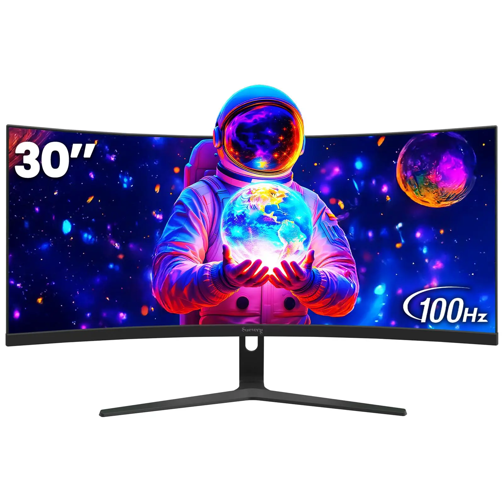 Suevery 30 Inch 1500R Ultrawide Curved Monitor, 21:9 WFHD 2560x1080, 100Hz, 99% sRGB, HDMI & DP Ports, Black PC Display for Work & Entertainment