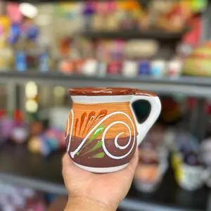 Traditional Mexican caffe mugs taza jarrito de barro