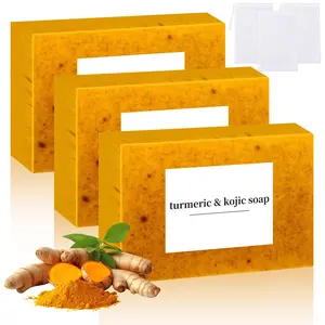 3PCS Turmeric Soap for Spots Remover-Honey Lemon Turmeric Soap Bar for Face and Body,Organic Daily Use Skin Care Soaps,Deep Cleansing Moisturizing,Handmade Soaps for All Skin Types
