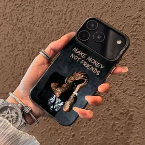 Making money is not a friend Pattern Case for iPhone 17 Pro Max 17 Air 16/15/14/13/12/11 Pro Max XR XS E Plus Retro High-end Shockproof Drop Screen Protection Cute Durable PC Smartphone Cover
